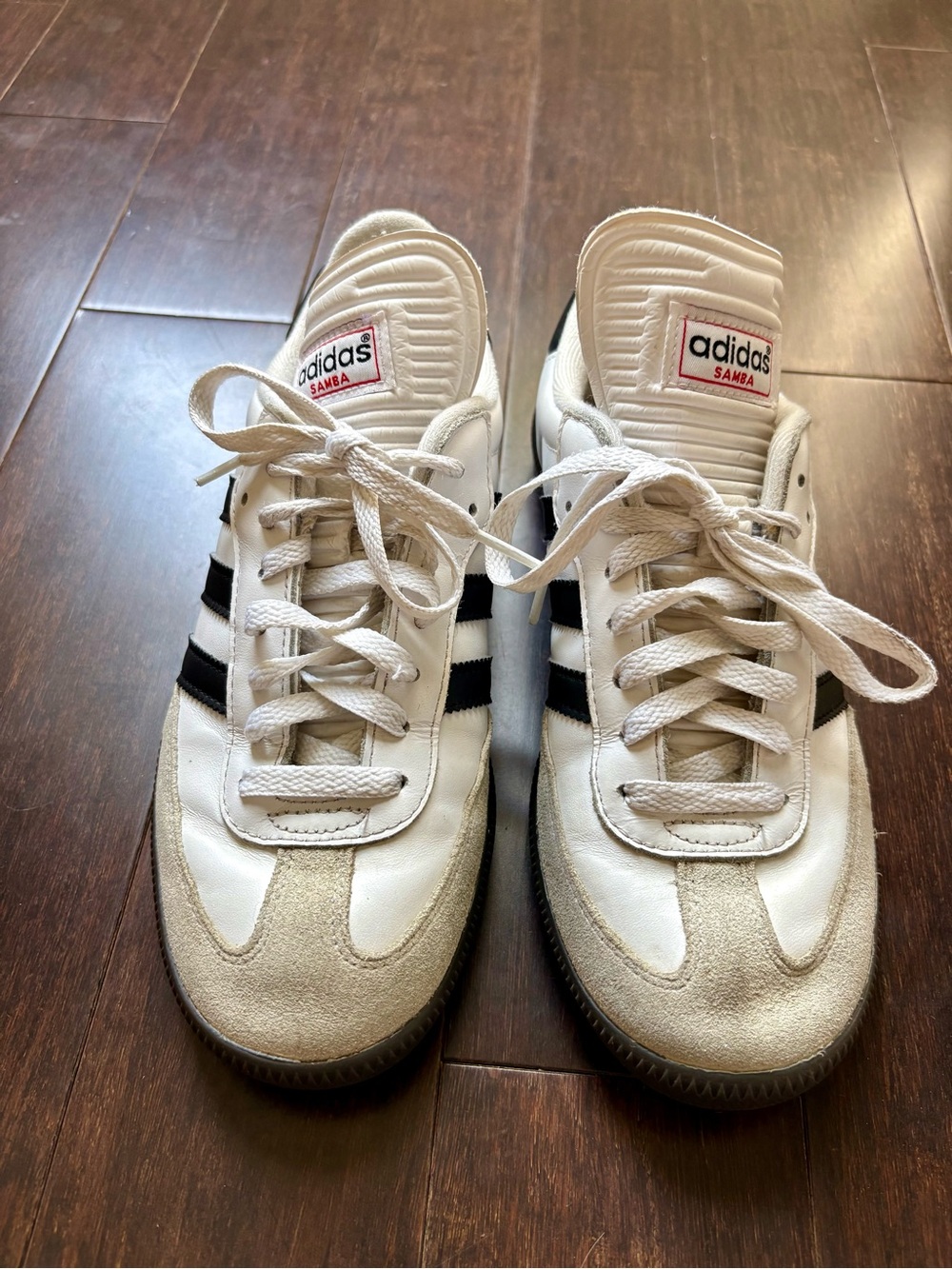 adidas Samba White Leather Sneakers with Black Stripes
